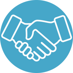 handshake icon teal circle